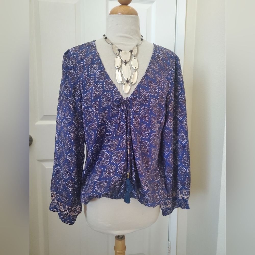 Karma Highway Blue Patterned Women's Top